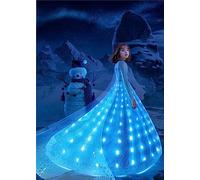 Robe de princesse pour fille, costume d'Halloween avec cape, doublure lumineuse à DEL, bleu