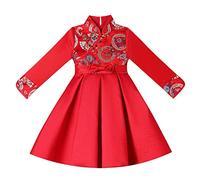 Robe de princesse pour fille Tang chaud princesse chinoise tout-petit enfants année vêtements de lune robes bébé robe épaisse et jupe, rouge, 11-12 ans