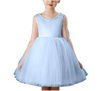 Robe de princesse pour fille - Tutu en maille superposée - Robe de demoiselle d'honneur, de première communion, de concours de beauté, de princesse en tulle pour enfants de 3 à 11 ans, Bleu ciel., 7