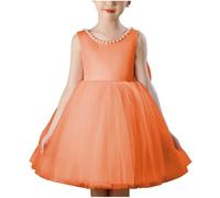 Robe de princesse pour fille - Tutu en maille superposée - Robe de demoiselle d'honneur, de première communion, de concours de beauté, de princesse en tulle pour enfants de 3 à 11 ans, A orange., 11