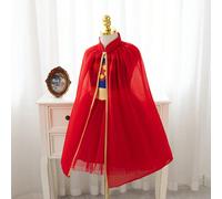 Robe de princesse pour filles, robe en maille rouge, imprimée, pour anniversaire et occasions spéciales, tenue de fête, cape, toutes saisons, Moyen-Orient, Europe 6Y,7Y,4Y,5YBlocs de couleurPolyester,