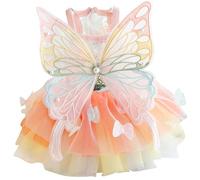 Robe de princesse pour petit chien et chat - Costume de fée avec ailes de papillon mignonnes - Jupe de gâteau tutu douce et confortable - Costume pour chiot, chaton pour fête d'anniversaire, vacances