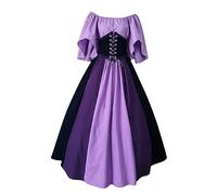 Robe De Princesse Steampunk Gothique Déguisement Femme Halloween Robe Cocktail Robe De Bal Costume Femme Moyen Carnaval Carnaval Robe Gothique Femme Robe Medievale Imprimée Château Pas Cher Violet XL