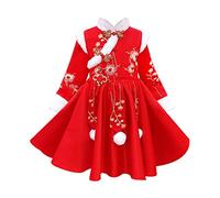 Robe de princesse traditionnelle chinoise avec jupe pour fille style tang comme vêtement d'hiver chaud pour les tout-petits lors d'occasions spéciales et festivités, rouge, 8-9 ans