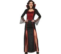 Robe de Reine Vampire Noir Rouge Dentelle Maxi Robe de Soirée Costume d'Halloween Elégance Rétro Gothique, Taille : 42 - 44 (L) Couleur : Noir
