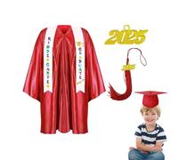 Robe de remise de diplôme de maternelle en vrac | Casquette et pompon 2025 pour la maternelle - Ensemble châle de cérémonie pour multicolore pour jeux de rôle, Rouge, 30 yards