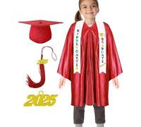 Robe de remise de diplôme de maternelle en vrac, casquette et pompon pour la maternelle 2025 - Combinaison tricotée multicolore pour petits garçons et filles, Rouge, 33 yards