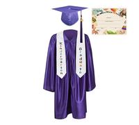 Robe de remise de diplôme préscolaire - Casquette et robe en satin pour enfant - Unisexe - Pompons Wea - Costume de maternelle pour écolier - Tenue d'école pour - Niveau d'événement photo pour