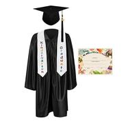 Robe de remise de diplôme préscolaire - Casquette et robe en satin pour enfant - Unisexe - Pompons Wea - Costume de maternelle pour écolier - Tenue d'école pour - Niveau d'événement photo pour
