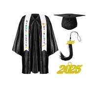 Robe de remise de diplôme préscolaire pour , casquette et robe de remise de diplôme 2025 pour petits | Combinaison tricotée multicolore pour petits garçons et filles, Noir , 27 yards