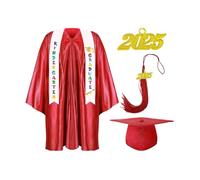 Robe de remise de diplôme préscolaire pour , casquette et robe de remise de diplôme 2025 pour petits | Combinaison tricotée multicolore pour petits garçons et filles, Rouge, 21 yards