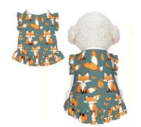 Robe de renard jaune à volants sans manches respirante pour petits chiens et chats Taille S