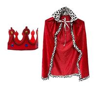 Robe de roi et couronne - Costume d'Halloween pour enfants et filles - Cape rouge - 80 cm