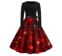 Robe De Saint-Valentin Femme - Hepburn Robes Deguisement Robe De Soirée Élégante Manches Longues Vêtements Chic Et Elegant Décontractée Sexy Glamour Velours Fete Cocktail Longue Jupe Vin XL