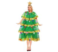 Robe de sapin de Noël - Costume d'elfe pour femme et homme - Tenues de Noël pour femme avec bandeau et jupe clochette - Costume fantaisie pour fête de Noël - Ensemble de vêtements unisexes pour