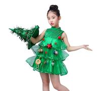 Robe de sapin de Noël pour tout-petits - Costume de sapin de Noël pour enfants - Robe verte sans manches pour petites filles - Robe de cosplay pour les spectacles sur scène, cosplay, carnaval