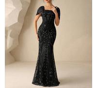 Robe de sirène élégante et de luxe avec perles et strass, robe de soirée élégante, convenant pour cocktail, mariage, cérémonie de remise des diplômes, dîner. Robe femme avec sequins, robe de luxe, rob