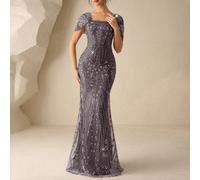 Robe de sirène élégante et de luxe avec perles et strass, robe de soirée élégante, convenant pour cocktail, mariage, cérémonie de remise des diplômes, dîner. Robe femme avec sequins, robe de luxe, rob