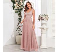 Robe de soirée à encolure en cœur sans manches avec sequins et maille, coupe évasée. Robe de soirée élégante, robe de bal, robe de demoiselle d'honneur, tenue d'invitée de mariage, convient pour la cé