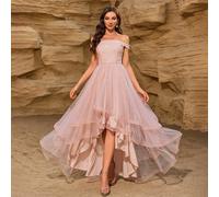 Robe de soirée à épaules dénudées avec contraste de paillettes et ourlet asymétrique en maille. Robe de cocktail semi-formelle pour le bal de promo, anniversaire, mariage, dîner, remise des diplômes. 