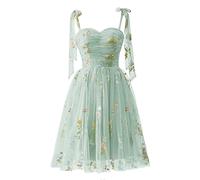 Robe de soirée à motif floral pour femme - Bretelles spaghetti - Robe de demoiselle d'honneur - Robe de soirée formelle, Menthe C, 40