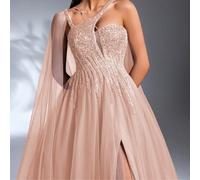Robe de soirée asymétrique élégante et luxueuse pour femme, avec bretelles perlées et sequins en maille. Convient pour diverses occasions : banquet formel, fête, cocktail, invité de mariage, Fête nati