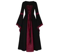 Robe de Soirée Baroque Marie Antoinette, Robe Femme élégante Style rétro Manches Trompette Longueur médiévale pour Cosplay Gothique et Tenue de Bal Historique inspirée des Cours