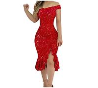 Robe de Soirée Chic Et Glamour Fluide Été Classe Tropicale Robe Femme Chic Et Elegant Soiree Longue Glamour Vêtements Ete Vintage Longues Pas Cher Gala Sexy Mi-Longue Vente Flash, S