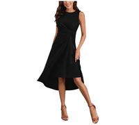 Robe de Soirée Cocktail Femme Swing Vintage - Robe Mariage Invitée Femme Épaules Dénudée Plissé High Low san Manches Ourlet Irrégulier pour Bal Guinguette Fête Guinguette Déguisement Mariage invité