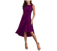 Robe de Soirée Cocktail Femme Swing Vintage - Robe Mariage Invitée Femme Épaules Dénudée Plissé High Low san Manches Ourlet Irrégulier pour Bal Guinguette Fête Guinguette Déguisement Mariage invité