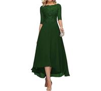 Robe de Soirée Cocktail Longue pour Mariage Cérémonie Bal de Promo Anniversaire Taille Empire en Dentelle Manches Courtes Robe Demoiselle d'honneur,5,XL