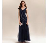 Robe de soirée de luxe à manches courtes, convenant pour la mère de la mariée ou une soirée de gala L,M,S,XL,XXLUnicoloreTissu tissé