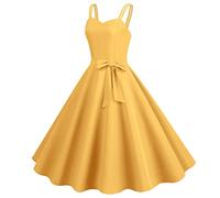 Robe de soirée décontractée sans manches années 1950 pour femme au foyer, robe de bal de fin d'année, robe de soirée pour femme, jaune, XXL