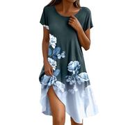 Robe de Soirée Dos Nu pour Femme Manches Volantées Mousseline Col V Plissé Robes de Demoiselle d'honneur Longue Élégante Cotton Summer Dresses Maillot de Bain Couvrir Kimono Tendance(Bleu clair,3XL)