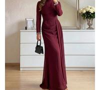 Robe de soirée élégante à manches longues avec manchettes perlées et sequins, une robe de soirée luxueuse et élégante pour le Nouvel An, Noël, les fêtes, l'automne et l'hiver, idéale pour demoiselle d