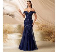 Robe de soirée élégante à une épaule, jupe à taille haute avec patchwork et broderie de perles, avec bretelles croisées dans le dos jusqu'à la longueur du sol. Parfaite pour le bal de promo, l'anniver