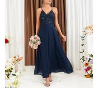 Robe de soirée élégante avec camouflage pailleté, robe semi-formelle d'invité de mariage. Idéale pour les anniversaires, remise de diplômes, soirées de bienvenue L,M,S,XLUnicoloreMousseline