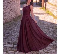 Robe de soirée élégante en tissu tricoté, à une épaule, avec un design plissé long et à la mode. Convient pour demoiselle d'honneur ou pour assister à des occasions formelles comme un mariage. L,M,S,X