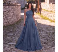 Robe de soirée élégante en tricot à une épaule, avec un design plissé à la mode, convenant pour demoiselle d'honneur ou occasions formelles comme un mariage L,M,S,XL,XSUnicoloreTissu tricoté