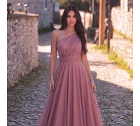 Robe de soirée élégante en tricot à une épaule, design plissé long et à la mode, convient pour demoiselle d'honneur ou occasions formelles comme un mariage L,M,S,XL,XSTissu tricoté