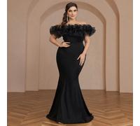 Robe de soirée élégante et exagérée, en maille, à fleurs 3D, moulante, longue jusqu'aux pieds, coupe sirène, en tricot mince (lourde), noire, pour un événement formel, un bal de promo, un mariage, une