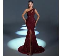 Robe de soirée élégante et glamour avec col asymétrique pailleté - parfaite pour les événements sur tapis rouge, mariages de luxe, vernissages d'art et galas de mode de minuit. Robe de fête, robe d'in