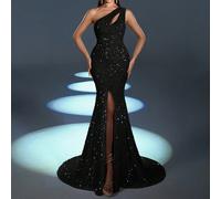 Robe de soirée élégante et glamour pour femme avec une épaule et des sequins - Parfaite pour les tapis rouges, les mariages de luxe, les mariages et les événements de soirée formels, les dîners romant