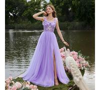 Robe de soirée élégante et luxueuse pour femme avec fines bretelles, design à nœud dans le dos, fente haute sur la jambe et jupe fluide en forme de A. Parfaite pour les grands bals, les réceptions de 