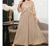 Robe de soirée élégante grande taille avec sequins, broderie et patchwork 0XL,1XL,2XL,3XL,4XLPlantes,BaroqueTissu tissé