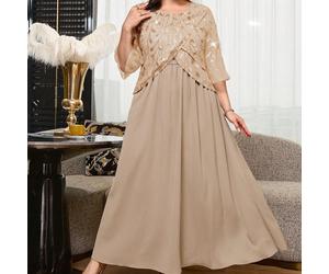 Robe de soirée élégante grande taille avec sequins, broderie et patchwork 0XL,1XL,2XL,3XL,4XLPlantes,BaroqueTissu tissé