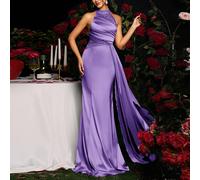 Robe de soirée élégante pour femmes avec volants scintillants et ourlet façon queue de poisson, coupe ras-du-cou. Robe de soirée, de fête, pour invités de mariage. L,M,S,XL,XSBlocs de couleur,Tout Imp