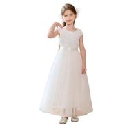 Robe de soirée élégante pour filles pour les spectacles et les concours de beauté : robe tutu avec jupe et écharpe, Blanc., 9-10 ans