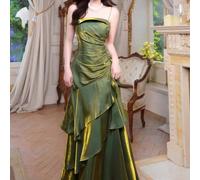 Robe de soirée élégante verte pour femmes, robe de bal vintage formelle, robe de soirée pour anniversaire, remise des diplômes, invitée de mariage, vacances à la plage, rentrée scolaire, tenue de sort
