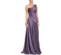 Robe de soirée en satin à une épaule dénudée, robe de soirée drapée froncée avec accents de perles, Glycine, 40